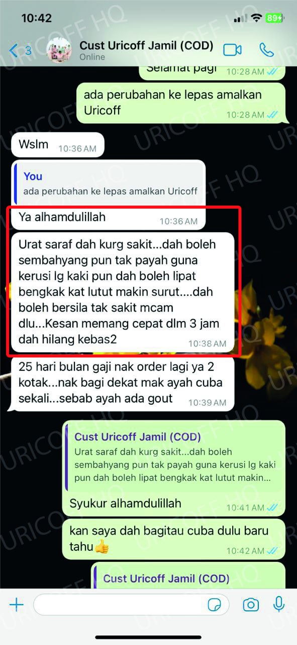 testimoni jamil pengguna ubat gout uricoff